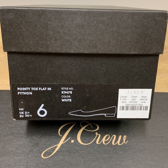 J.Crew Pointy Toe Flat in Python. White, Size: EU(36.5)/US(6) - Picture 5 of 5